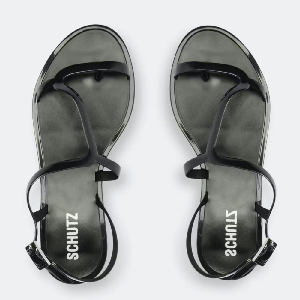 Schutz Tanner Black Jelly Sandals Strappy sz 8